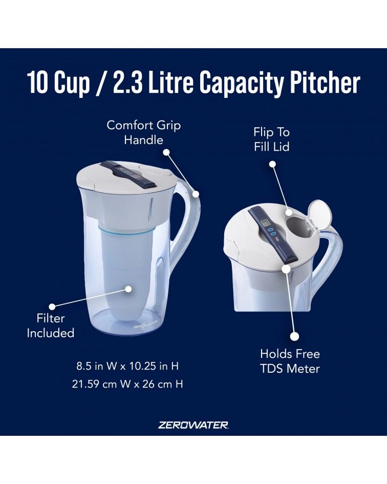 ZEROWATER ROUND 10 CUP / 2.3 L JUG, KAINA BE PVM: 54, KODAS: ZD-010RPM-GP | 009